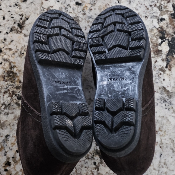 Prada Brown Suede Lace-up Booties - Picture 7 of 8